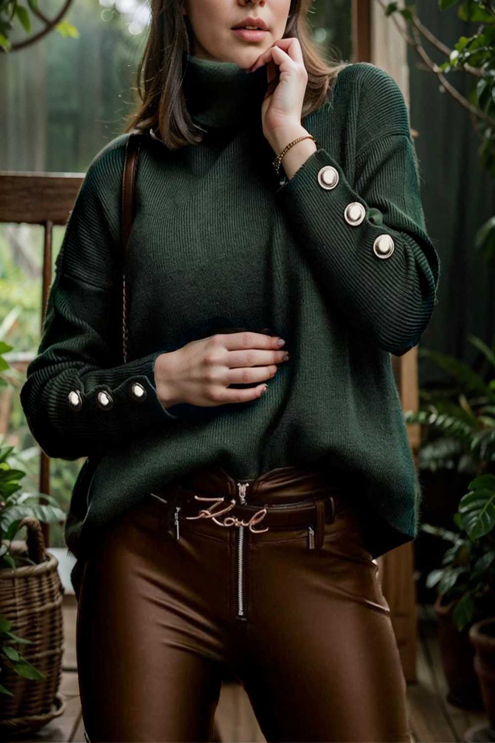 women s sweaters solid high collar button long sleeve sweater 107786