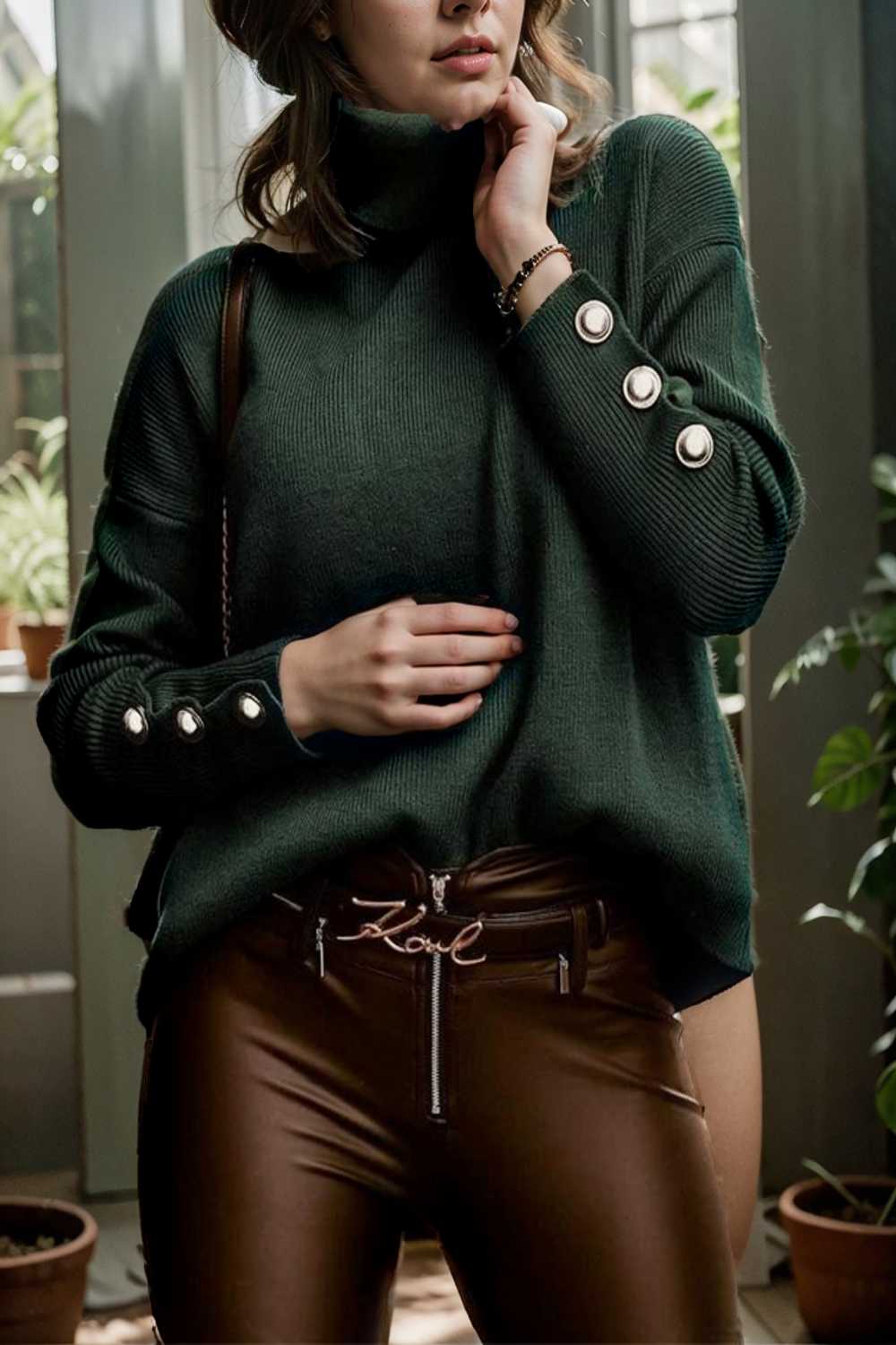 women s sweaters solid high collar button long sleeve sweater 109258