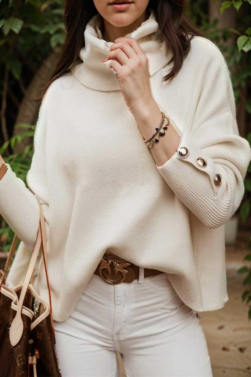 women s sweaters solid high collar button long sleeve sweater 107264
