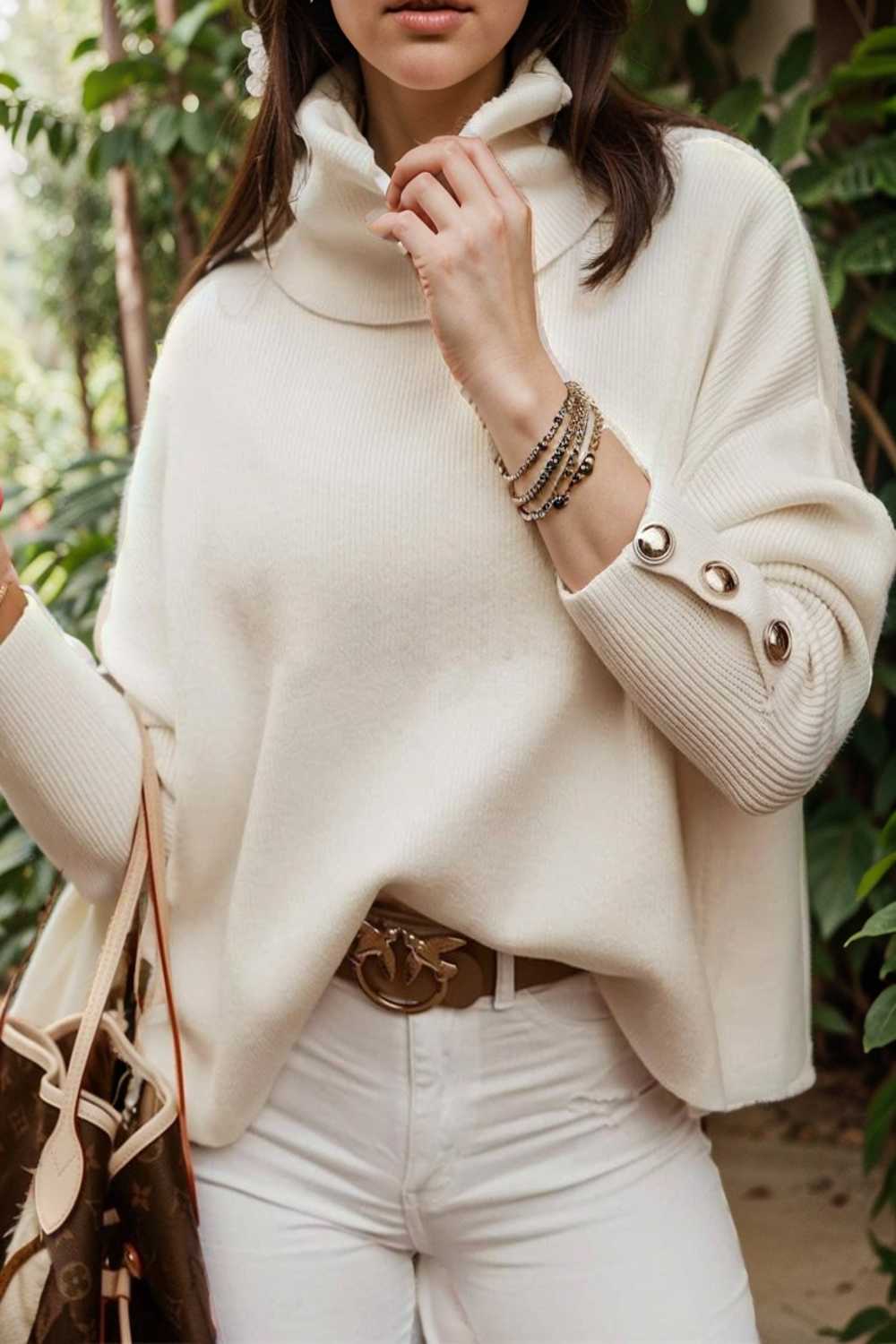 women s sweaters solid high collar button long sleeve sweater 107729