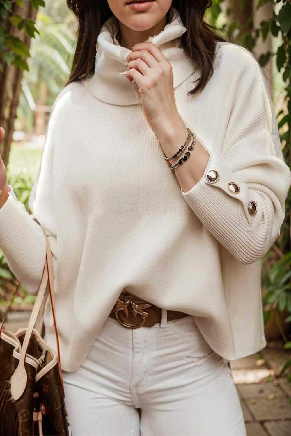 women s sweaters solid high collar button long sleeve sweater 107726