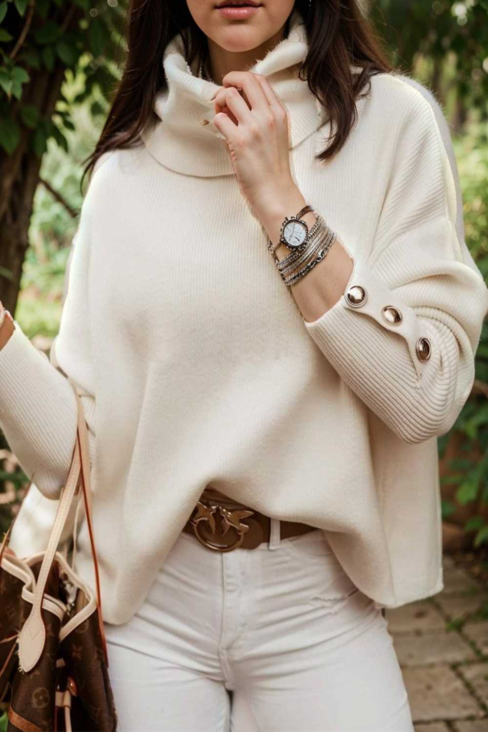 women s sweaters solid high collar button long sleeve sweater 107724