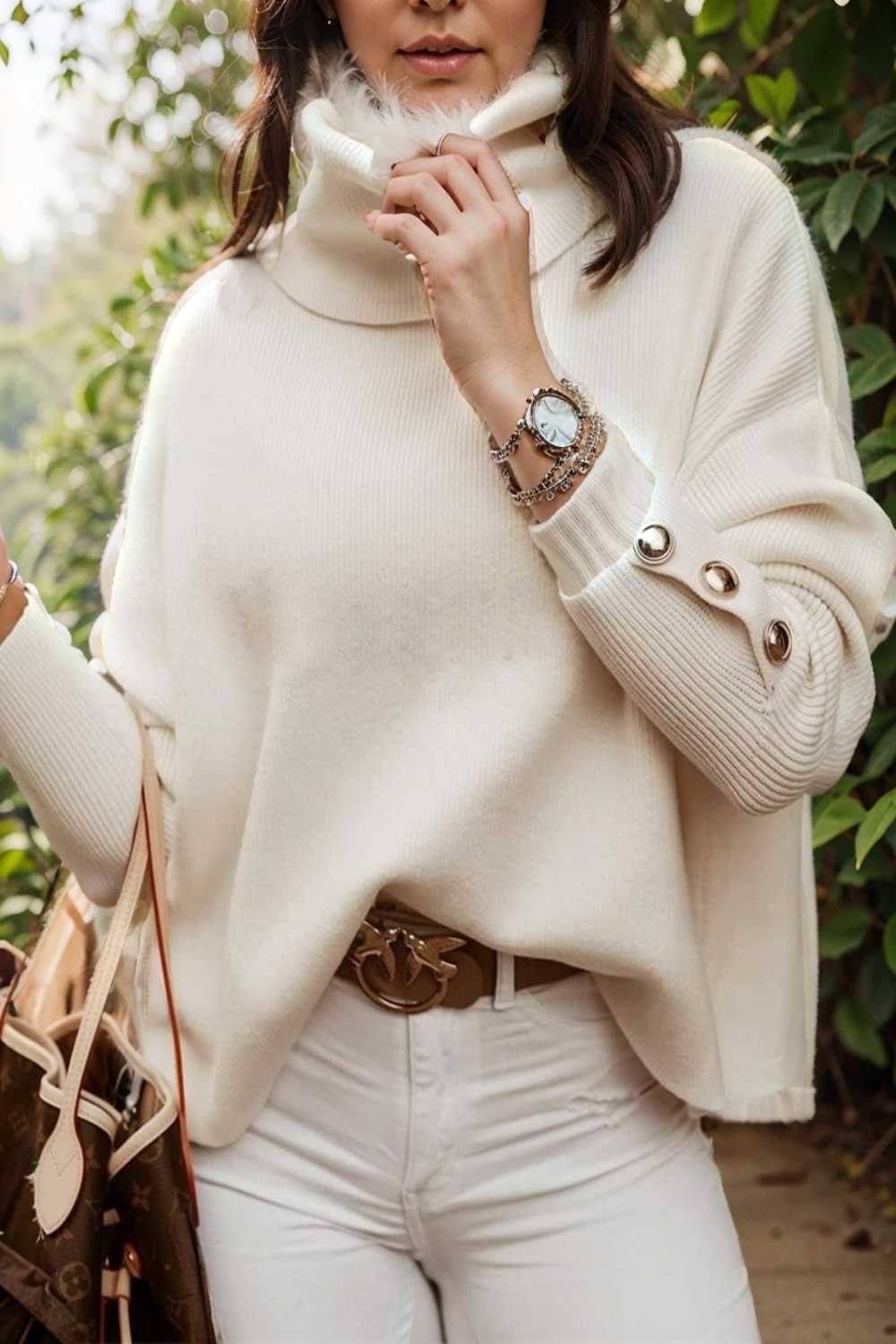 women s sweaters solid high collar button long sleeve sweater 107718