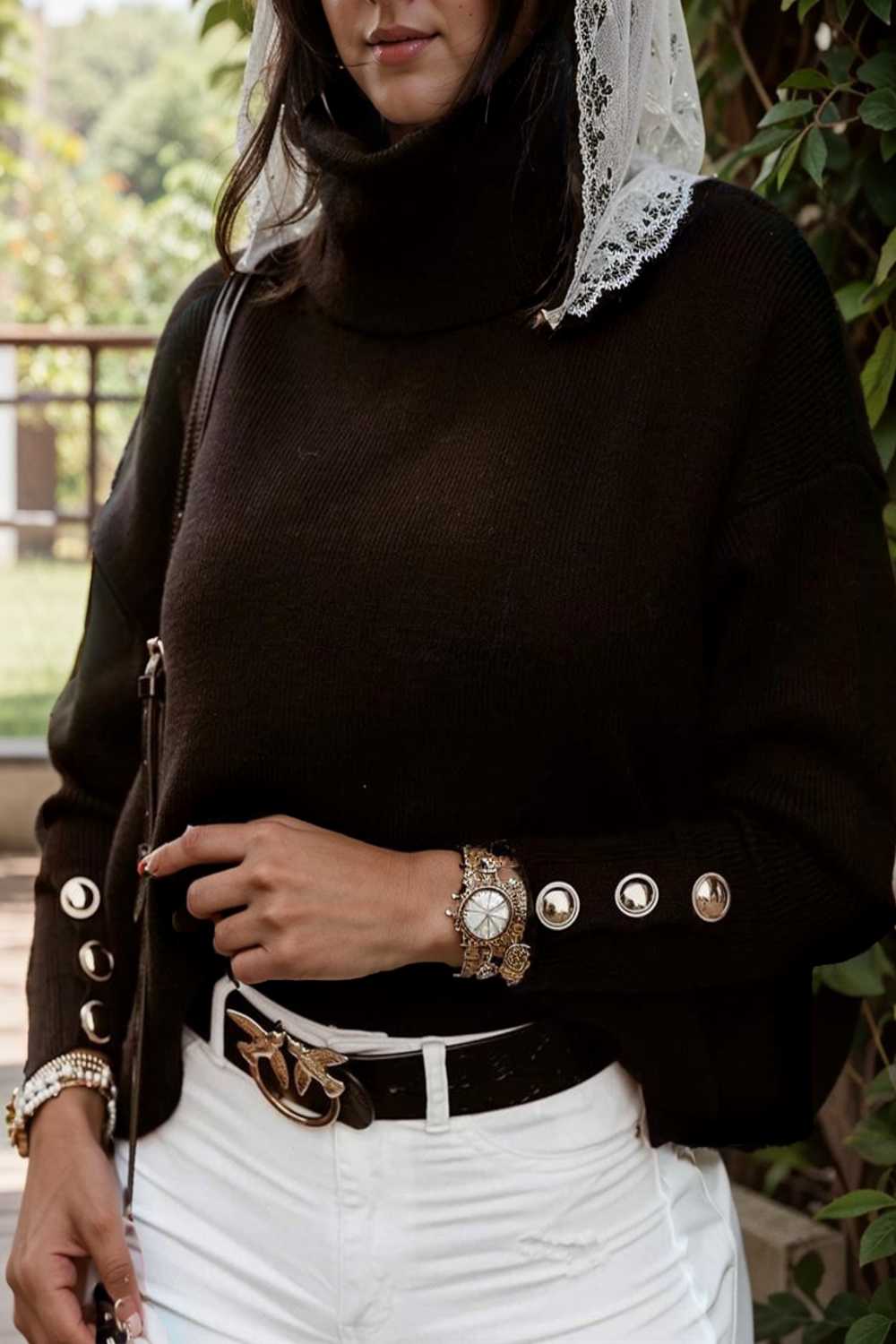 women s sweaters solid high collar button long sleeve sweater 109218