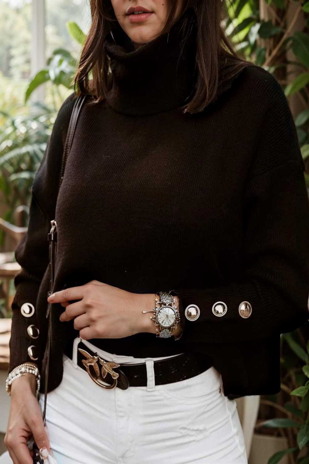 women s sweaters solid high collar button long sleeve sweater 109216