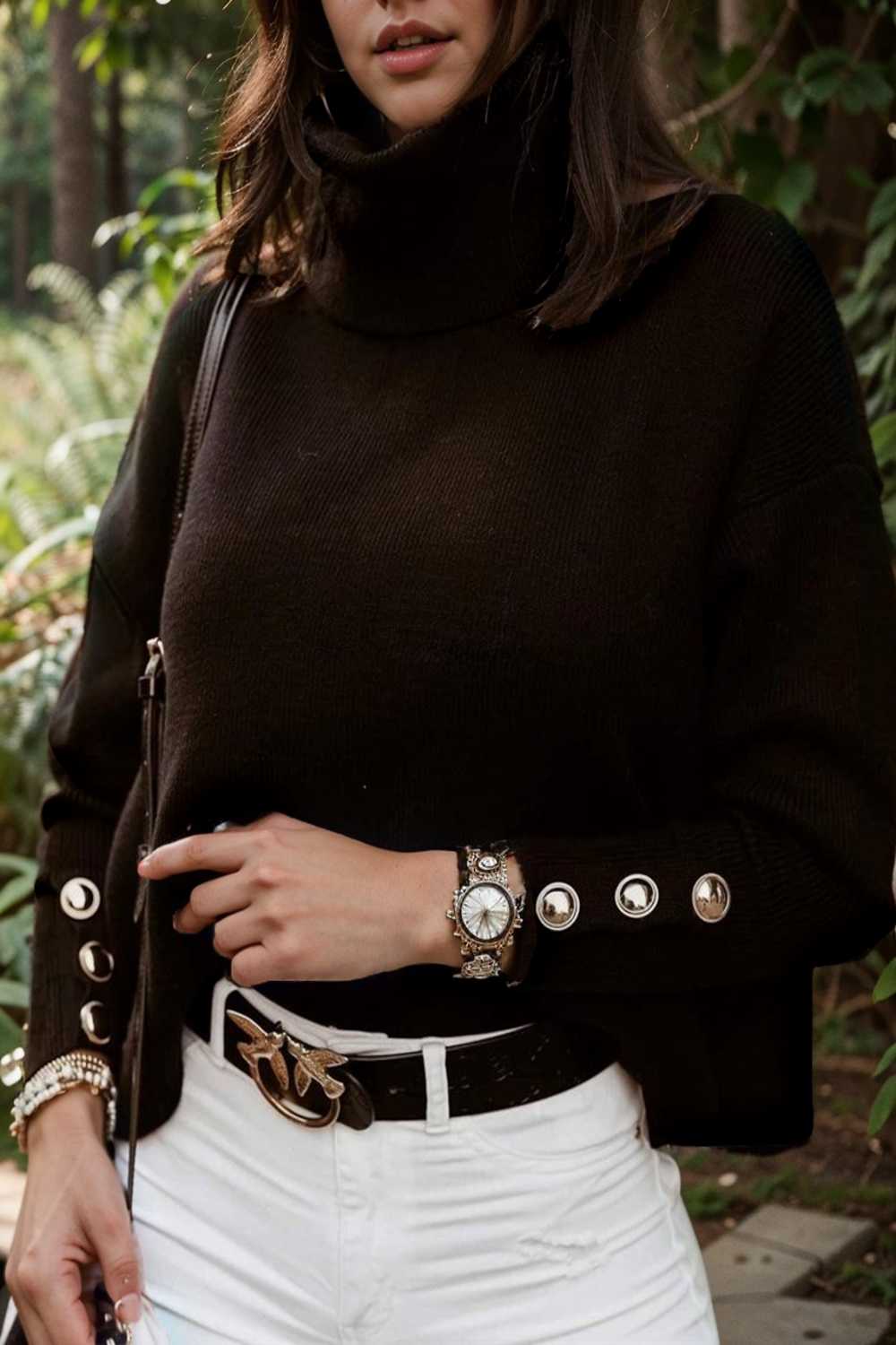 women s sweaters solid high collar button long sleeve sweater 109213