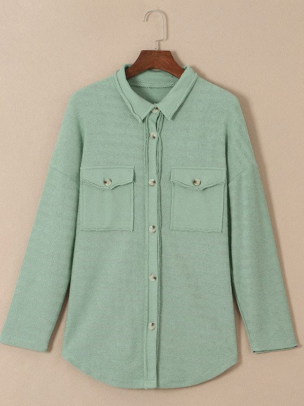 Women's Versatile Cotton Cardigan Jacket with Long Sleeves in Solid Color