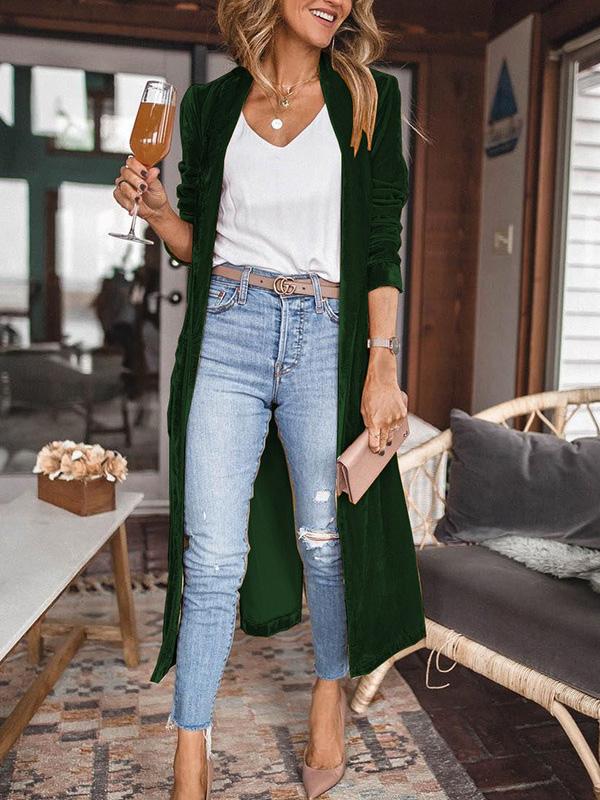 Women's Coats Loose Gold Velvet Long Sleeve Long Cardigan Coats - Coats & Jackets - Instastyled | Online Fashion Free Shipping Clothing, Dresses, Tops, Shoes - 07/12/2021 - 30-40 - COA2112071344