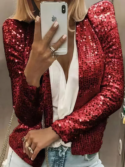 Casual Sequined Long Sleeve Jacket