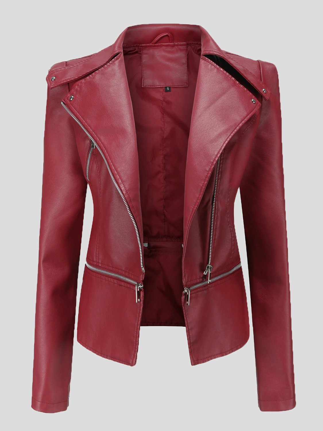 Jackets - Detachable Hem Long Sleeve Fashion Leather Jacket - MsDressly