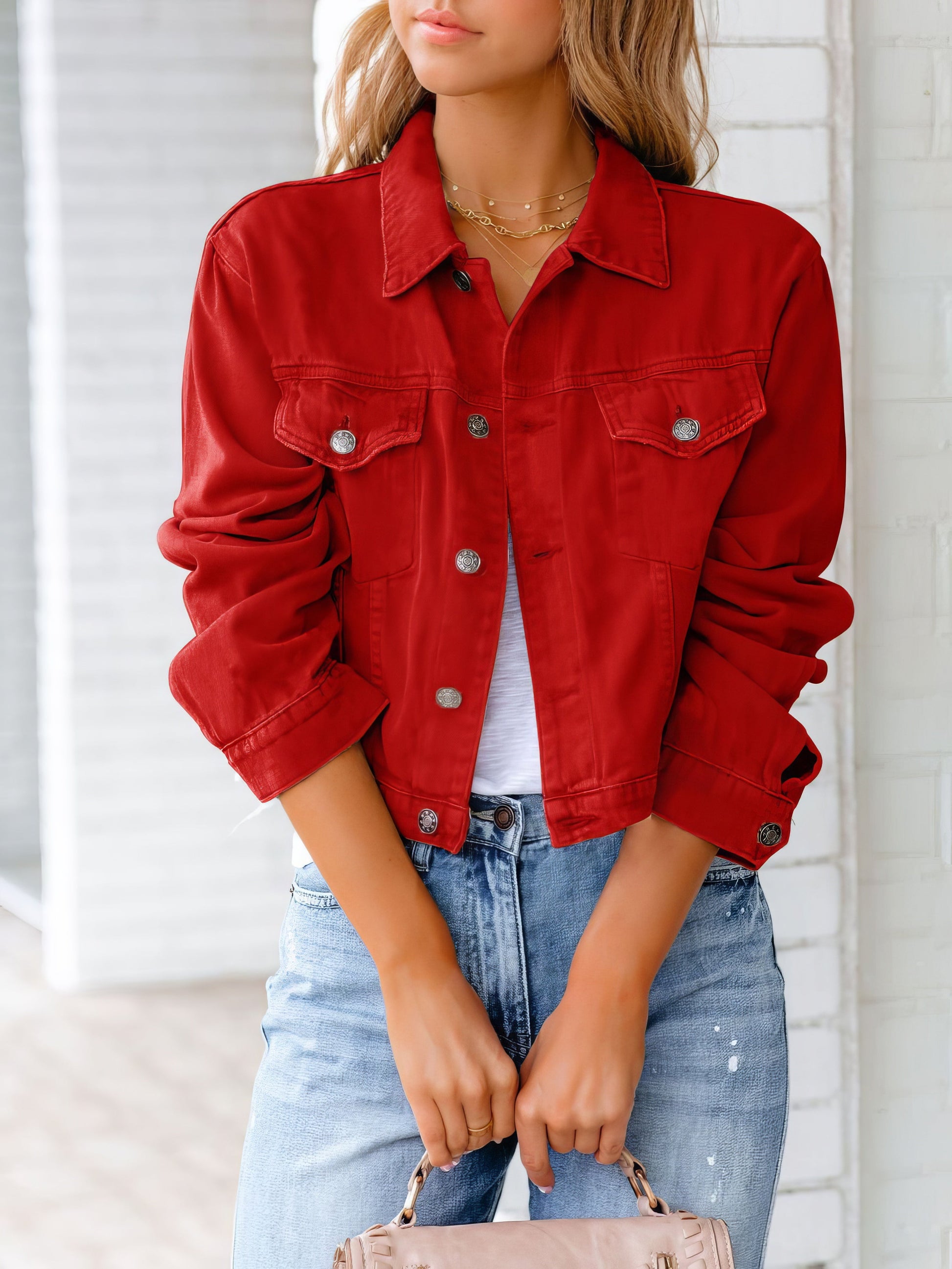 Jackets - Pocket Long Sleeve Denim Jacket - MsDressly