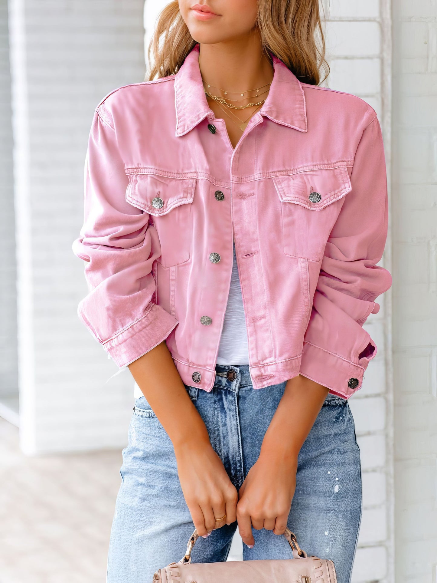 Jackets - Pocket Long Sleeve Denim Jacket - MsDressly