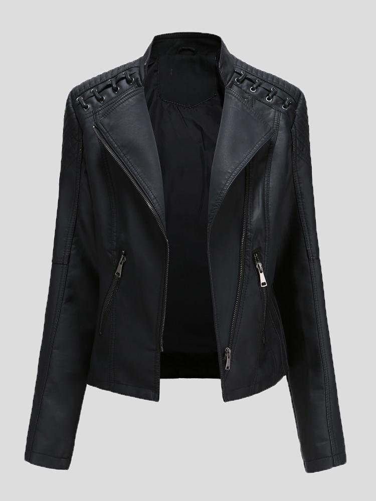 Short Slim Leather Motorcycle Jacket