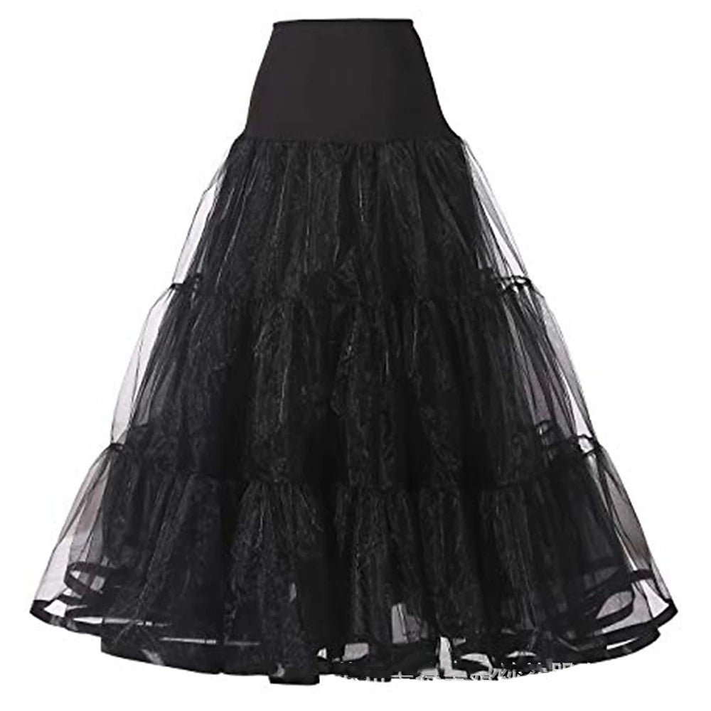 Women's Swing Petticoat Long Skirt Maxi Skirts Ruffle Layered Tulle Solid Colored Performance Casual Daily Spring & Summer Organza Fashion Summer Black White Pink Red