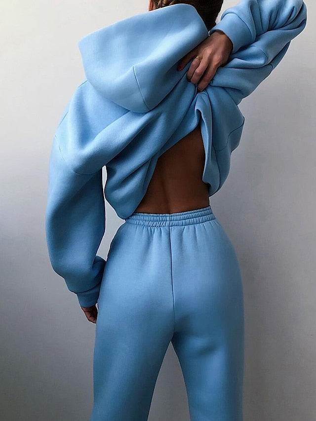 Women's Tracksuit Sweatsuit 2 Piece Street Winter Long Sleeve Fleece Thermal Warm Breathable Soft Fitness Running Jogging Sportswear Activewear Camel Almond Light Brown - LuckyFash™
