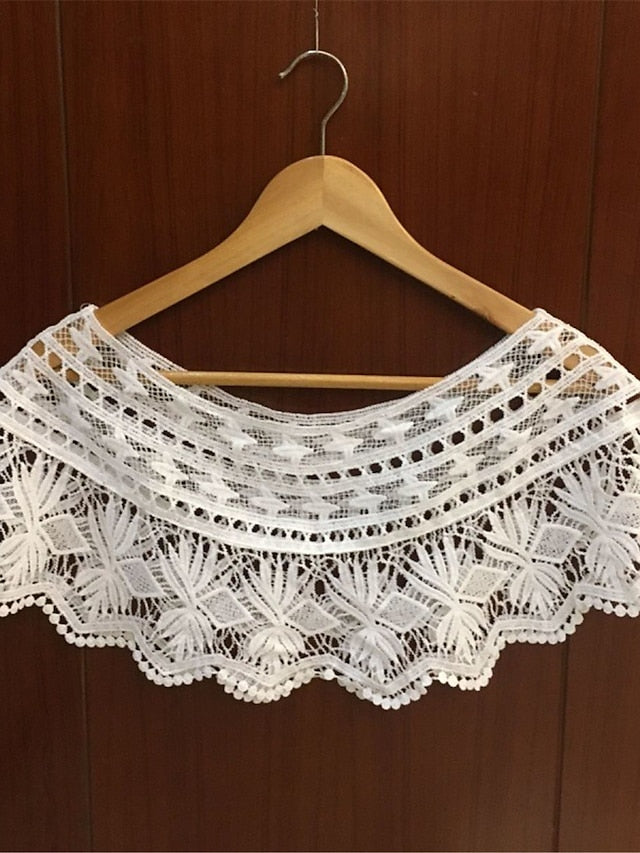 Women's Shrug Jumper Crochet Knit Cropped Lace Trims Hole Solid Color Crew Neck Stylish Elegant Outdoor Date Summer Spring Splash #shawl 980 Big leaf #shawl 988 21*9.5*10.5 - LuckyFash™