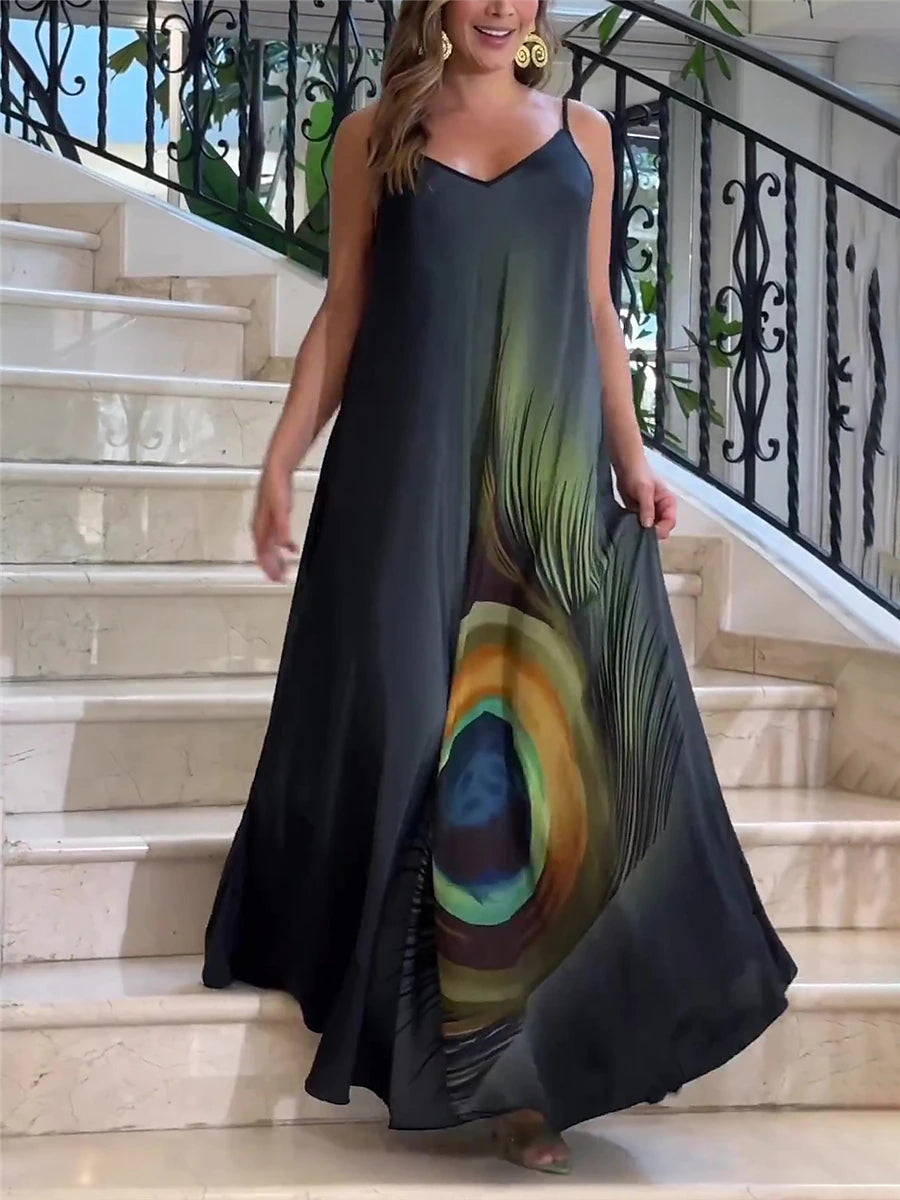 Women's Slip Dress Print Strap Long Dress Maxi Dress Daily Vacation Sleeveless Summer Spring