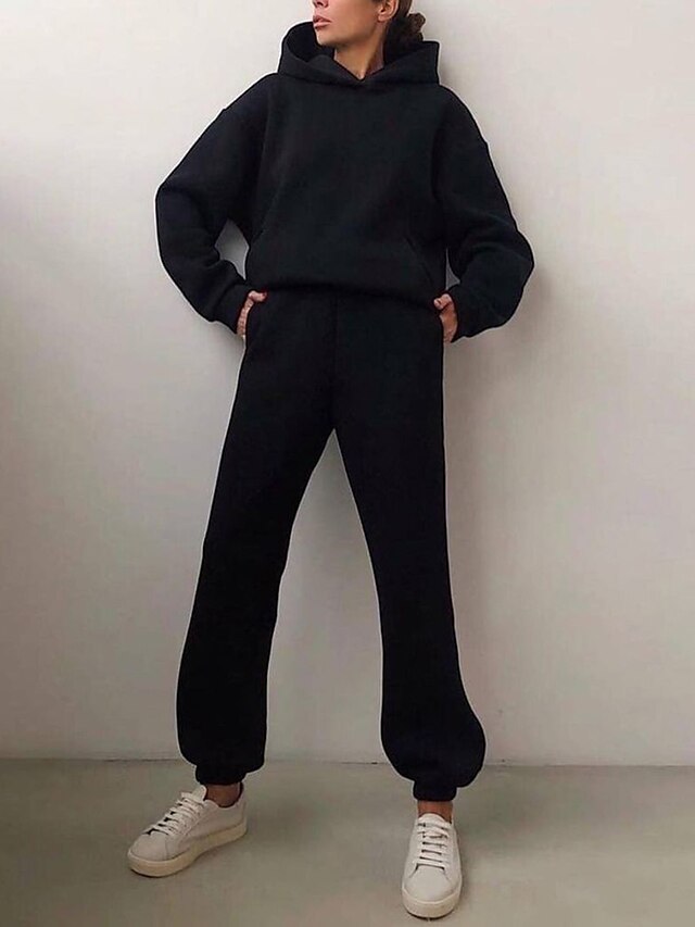 Women's Tracksuit Sweatsuit 2 Piece Street Winter Long Sleeve Fleece Thermal Warm Breathable Soft Fitness Running Jogging Sportswear Activewear Camel Almond Light Brown - LuckyFash™