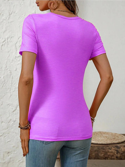 Women's Tunic Striped Daily Vacation Lace Pink Short Sleeve Fashion Crew Neck Summer