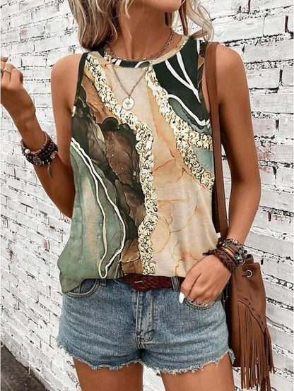 Women's Tank Top Vest Leopard Casual Print Pink Sleeveless Fashion Streetwear Crew Neck Summer