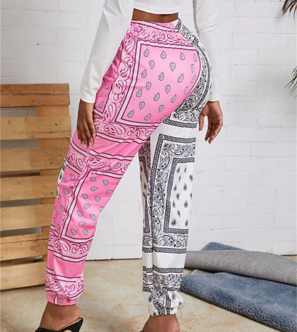 Women's Sweatpants Normal Polyester Graphic Prints Yellow Pink Casual / Sporty Mid Waist Ankle-Length Leisure Sports Weekend Summer