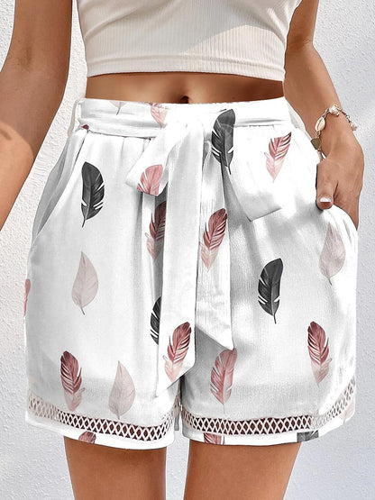 Women's Shorts Polyester Graphic White Simple High Waist Short Vacation Casual Daily Summer Spring