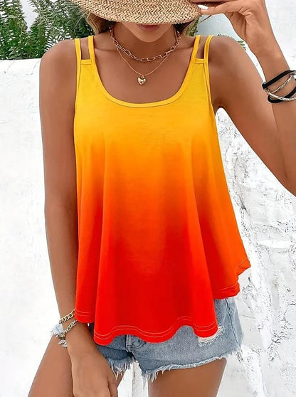 Women's Tank Top Camisole Ombre Color Gradient Vacation Print Pink Sleeveless Stylish Casual U Neck Summer