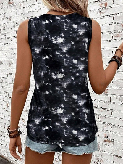 Women's Tank Top Tie Dye Vest Black Sleeveless Crew Neck Casual Vacation Stylish Summer