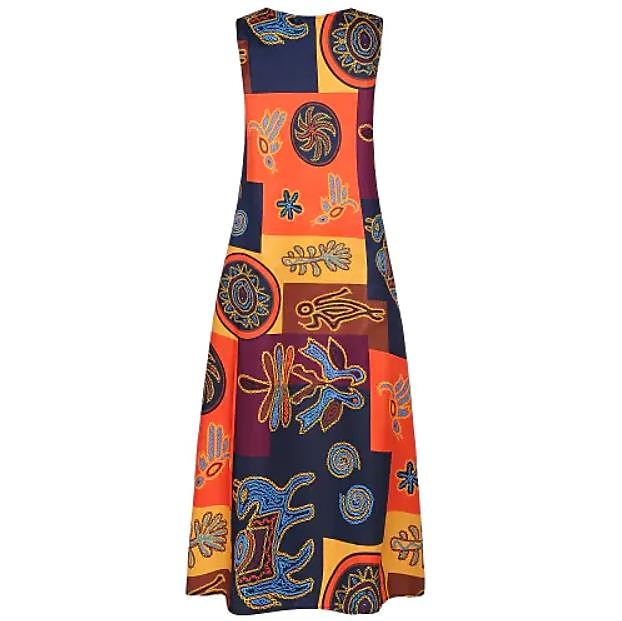 Women‘s Plus Size Curve Holiday Dress Print V Neck Print Sleeveless Spring Summer Vintage Casual Maxi long Dress Daily Vacation Dress