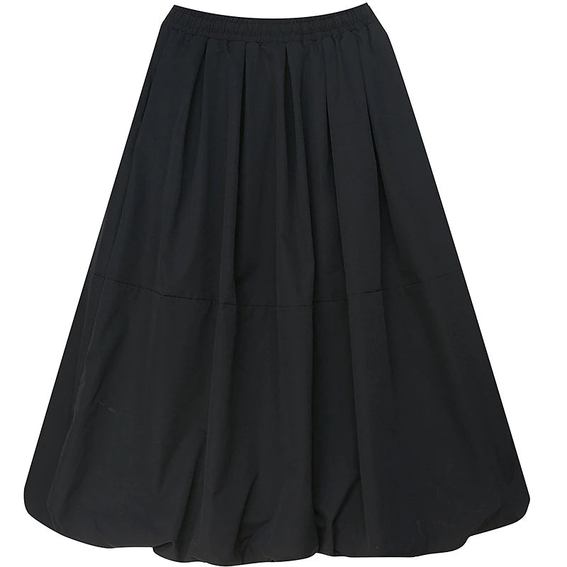 Women's Swing Long Skirt Maxi Skirts Pocket Drawstring Solid Colored Office / Career Daily Spring &  Fall Polyester Fashion Streetwear Casual Black