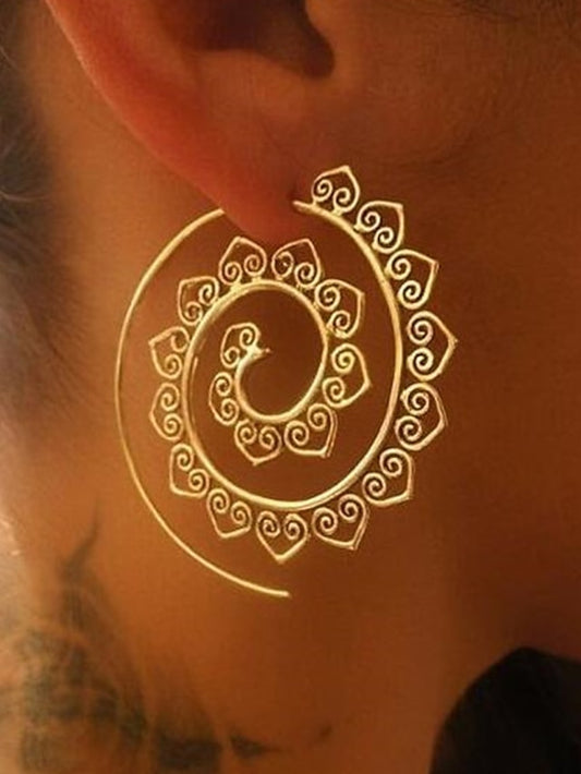 Hoop Earrings For Women's Christmas Party Wedding Alloy filigree Wave - LuckyFash™