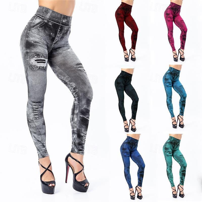 Women's Slim Normal 95% Polyester 5% Spandex Gradient Wine Grey Trousers Natural Ankle-Length Daily Wear Vacation Autumn / Fall Spring & Summer