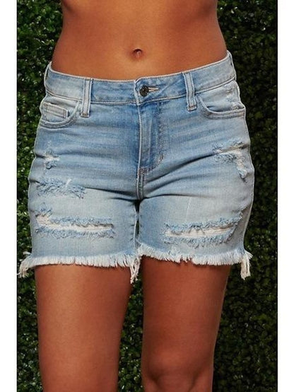 Women's Shorts Denim Light Blue Dark Grey Dark Blue Fashion Casual Weekend Side Pockets Short Comfort Plain S M L XL 2XL - LuckyFash™