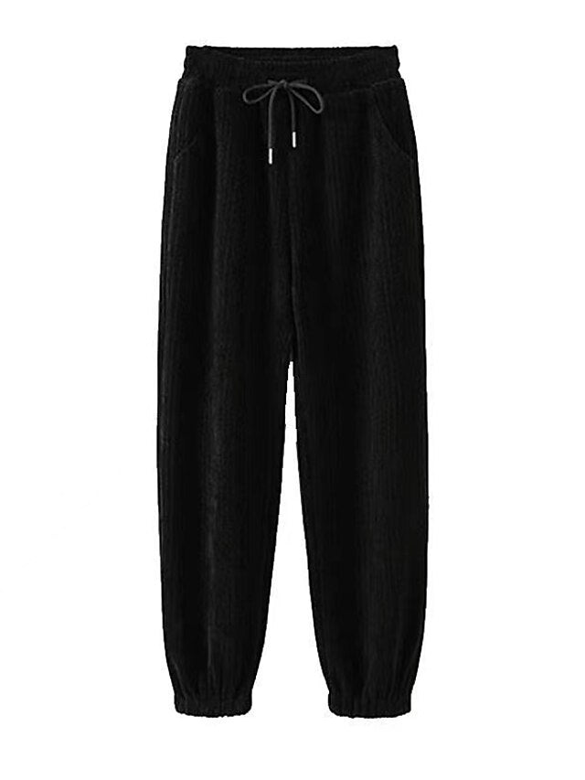 Women's Sweatpants Joggers Corduroy Fleece lined Black Grey Black Beige Fashion Casual Daily Micro-elastic Full Length Comfort Plain M L XL 2XL - LuckyFash™