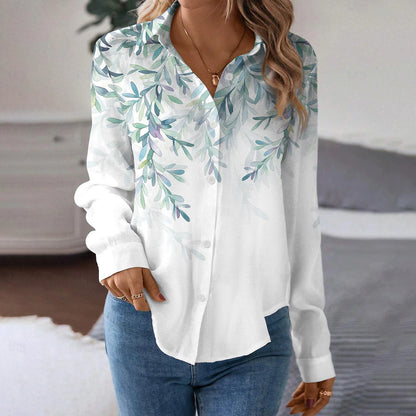 Women's Shirt Blouse Black White Purple Graphic Floral Button Print Long Sleeve Holiday Streetwear Elegant Casual Shirt Collar Regular Floral S