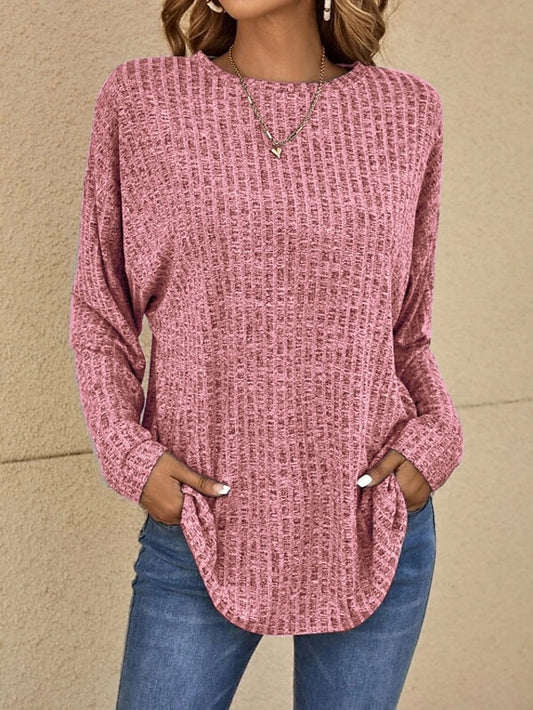 Women's Pullover Sweater Jumper Crew Neck Ribbed Knit Polyester Oversized Spring Fall Outdoor Valentine's Day Daily Stylish Casual Soft Long Sleeve Solid Color Black Pink Royal Blue S M L