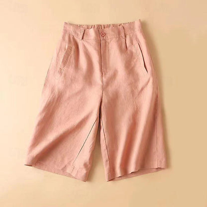 Women's Shorts Cotton Plain Black Pink Casual Daily Knee Length Weekend Summer