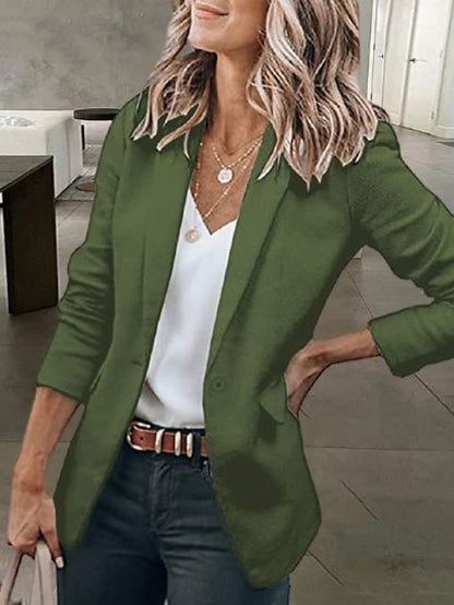 Women's Casual Blazers Clean Fit Open Front Long Sleeve Work Office Jackets Coat claret Dark Grey White Black Blue Traditional / Classic Daily Fall Buttoned Front Turndown Regular Fit S M L XL XXL - LuckyFash™