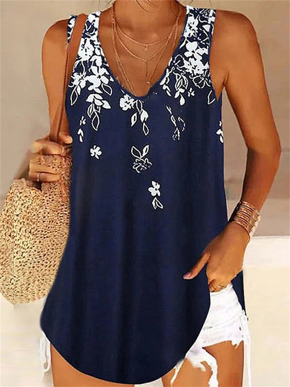 Women's Tank Top Camis Floral Casual Print Pink Sleeveless V Neck