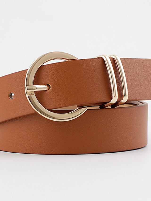 Women's Unisex PU Buckle Belt PU Leather Prong Buckle D-ring Casual Classic Party Daily Black Pink Brown Beige - LuckyFash™