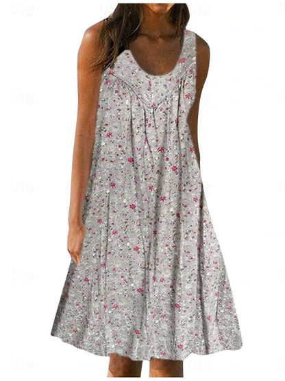 Women's Sundress Tank Dress Floral Print U Neck Midi Dress Daily Vacation Sleeveless Summer