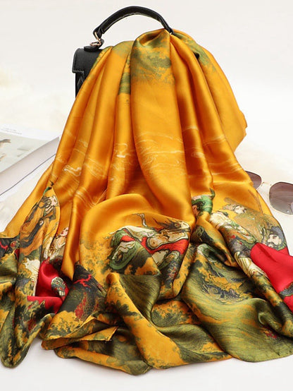Women Silk Winter Scarf Fashion Print Lady Beach Shawl Scarves Hot Smooth Foulard Female Hijab - LuckyFash™