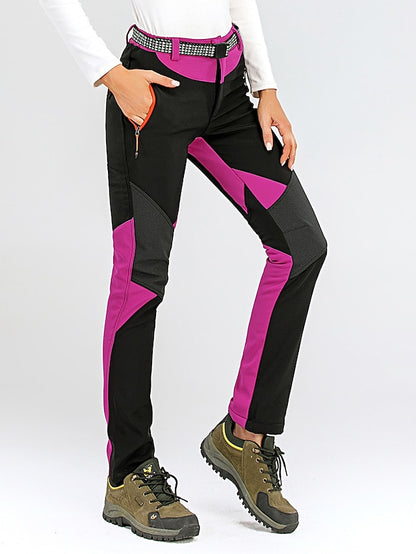 Women's Hiking Pants Trousers Fleece Lined Pants Softshell Pants Winter Outdoor Waterproof Windproof Thermal Warm Elastic Waist Fashion Bottoms Blue Red Skiing Camping Ski / Snowboard - LuckyFash™