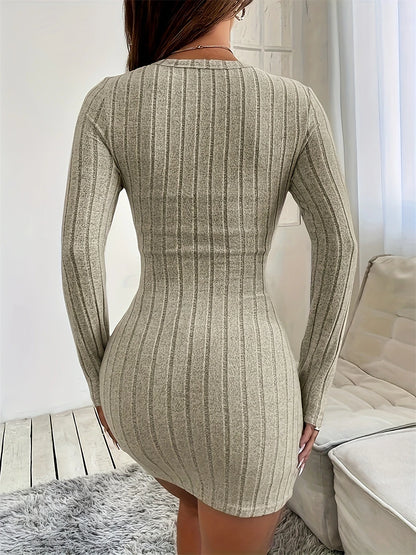 Women's Sweater Dress Jumper Dress Winter Dress Mini Dress Fashion Casual Pure Color Outdoor Daily Vacation Going out Crew Neck Long Sleeve 2023 Loose Fit Apricot S M L XL XXL 3XL