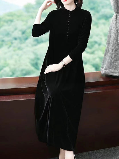 Women's Velvet Dress Prom Dress Party Dress Velvet Crew Neck Long Sleeve Vacation Black Wine Winter