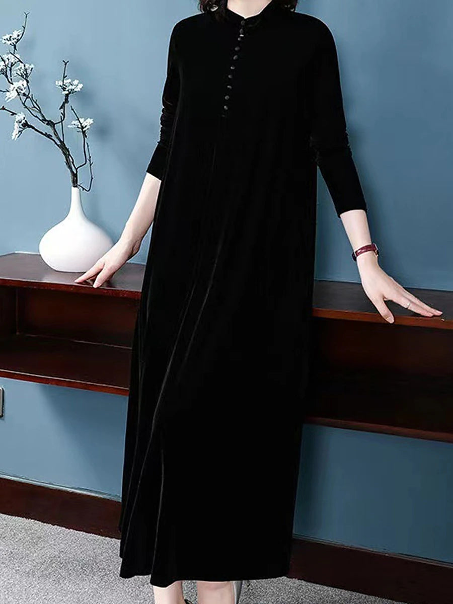 Women's Velvet Dress Prom Dress Party Dress Velvet Crew Neck Long Sleeve Vacation Black Wine Winter