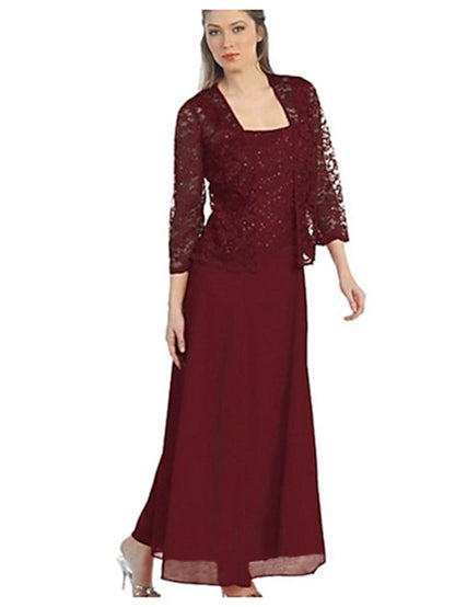 Women's Swing Dress Maxi long Dress Black Gray Wine Gold Red 3/4 Length Sleeve Pure Color Chiffon Lace Fall Spring Boat Neck Hot Elegant Party 2023 M L XL XXL 3XL 4XL 5XL - LuckyFash™