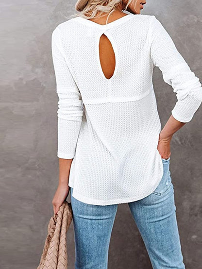 Women's Pullover Sweater jumper Jumper Knit Knitted Thin Solid Color Crew Neck Basic Stylish Outdoor Home Winter Fall Wine Gray S M L / Long Sleeve / Casual / Regular Fit - LuckyFash™