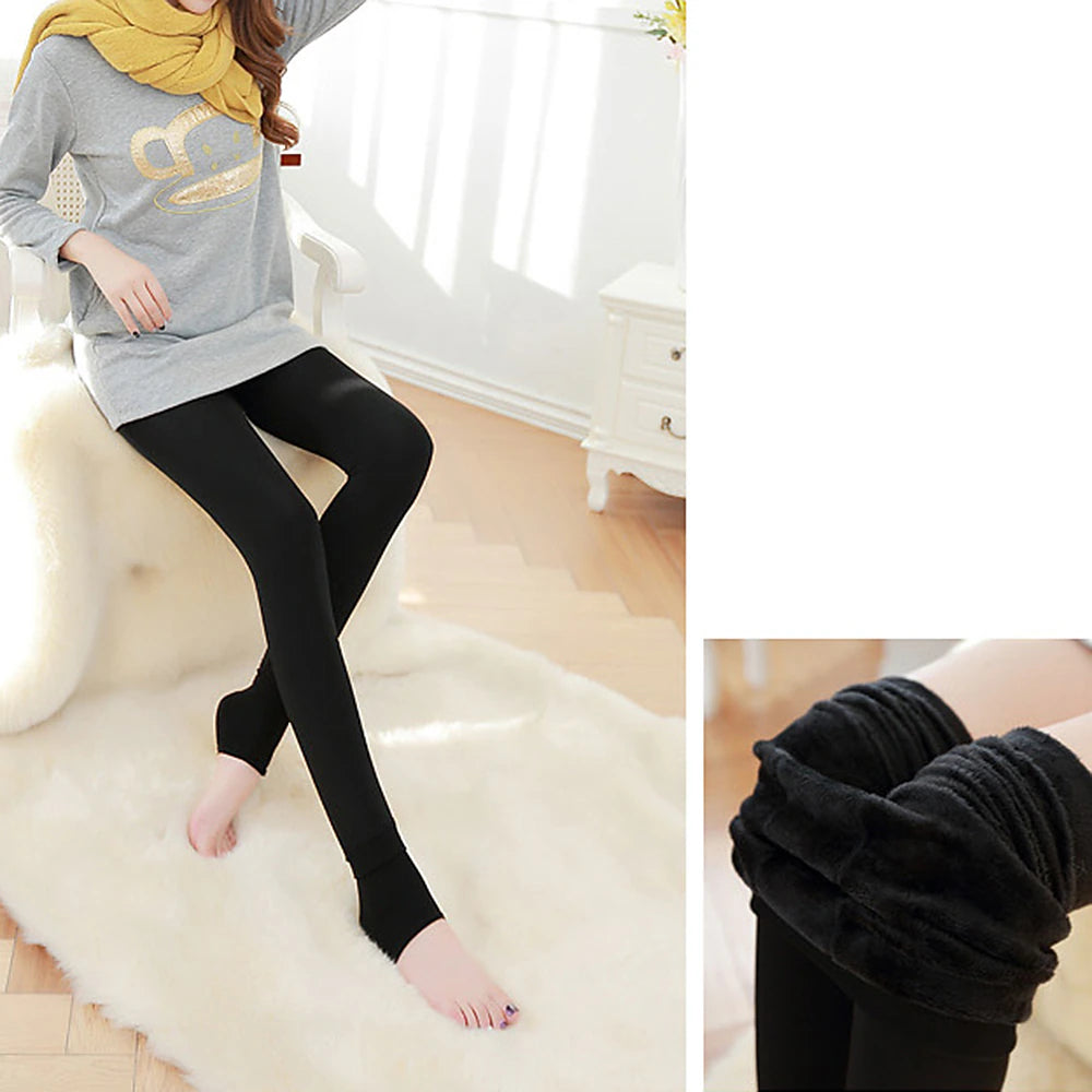 Women's Fleece Pants Normal Fleece Plain Black Red Fashion Mid Waist Full Length Daily Fall & Winter
