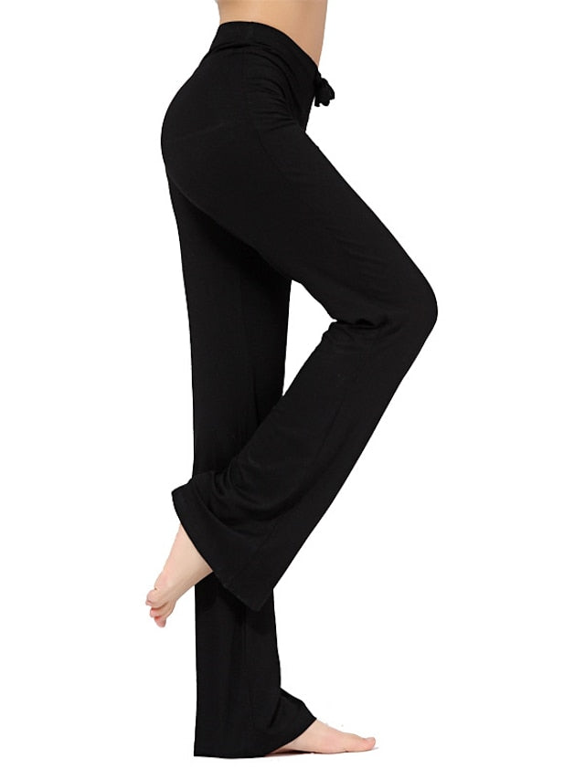 Women's Yoga Pants Drawstring Flare Leg Breathable Quick Dry Moisture Wicking Zumba Yoga Fitness Bottoms White Black Green Modal Plus Size Sports Activewear Stretchy Loose Fit  Street Casual - LuckyFash™